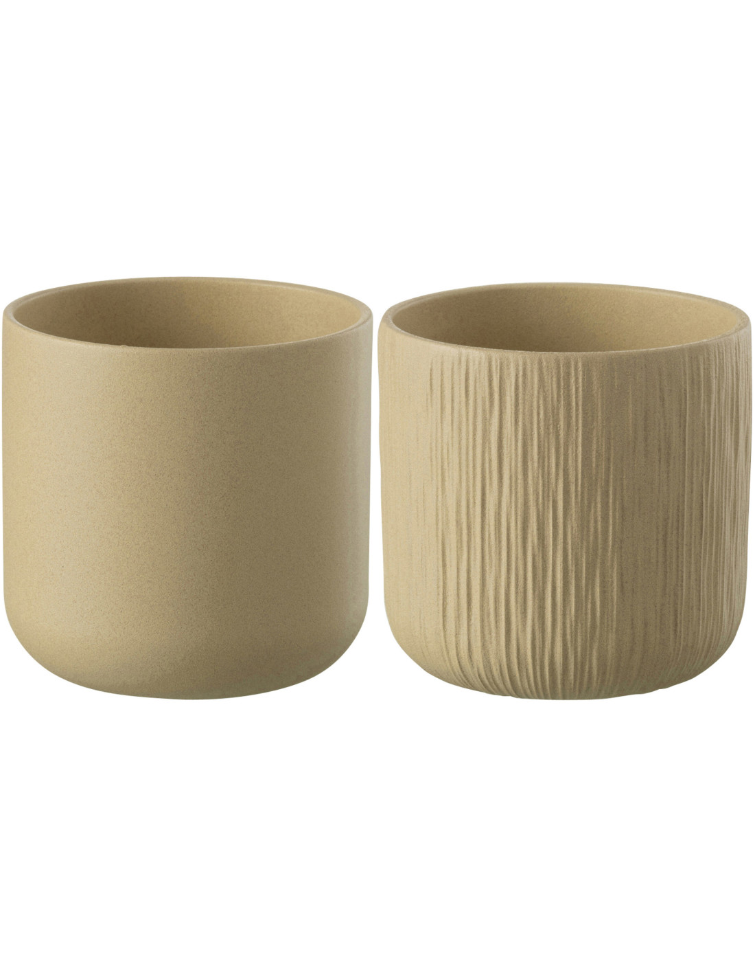Cache-pot en céramique beige Gen, diamètre 20 cm, lot de 2