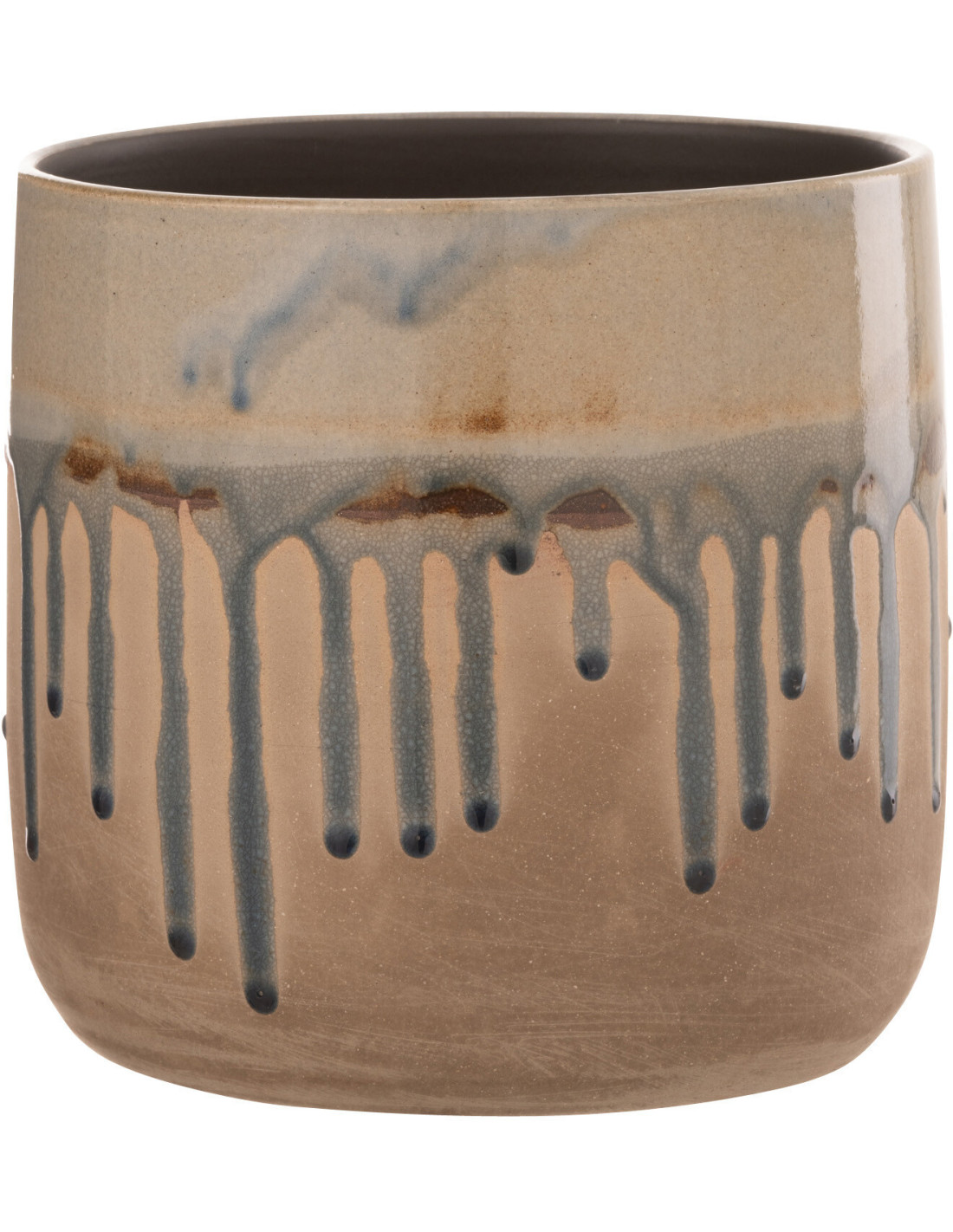 Cache-pot en céramique beige gris Droplet, diamètre 18 cm