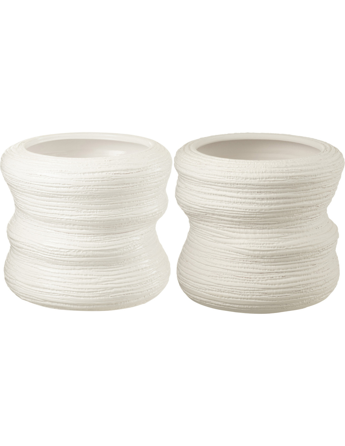 Cache-pot en céramique blanc Organic, diamètre 32 cm, lot de 2