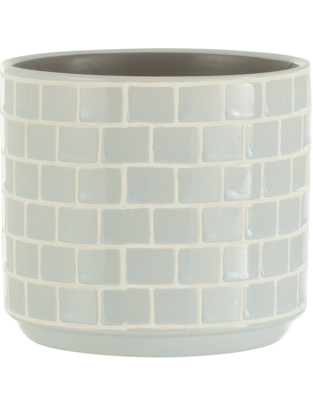 Cache-pot en Céramique Bleu Skuare Diamètre 14 cm Motif carrés