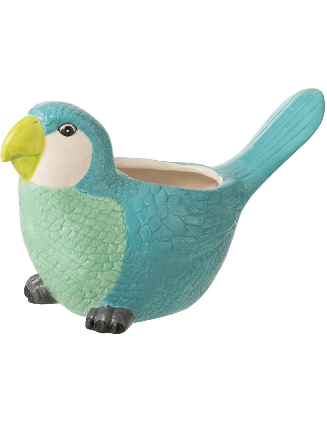 Cache-pot original Oiseau Céramique Vert Bleu Tropiki