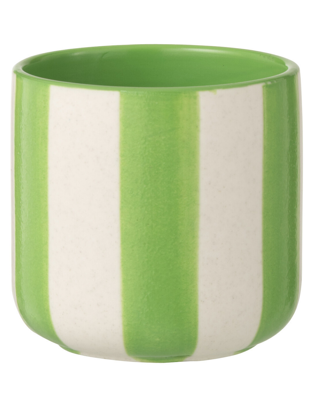 Cache-pot riviera italienne Rond D 11 cm Céramique Vert Blanc Motif lignes Allegra