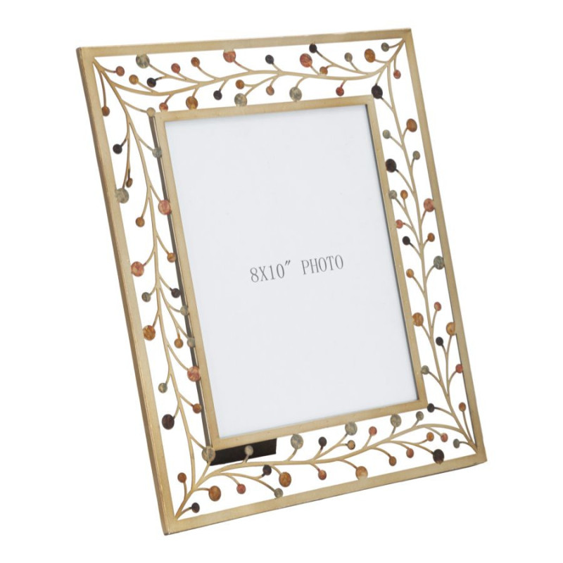 Cadre photo original Bixy en métal doré avec motif branches, format 20x25 cm