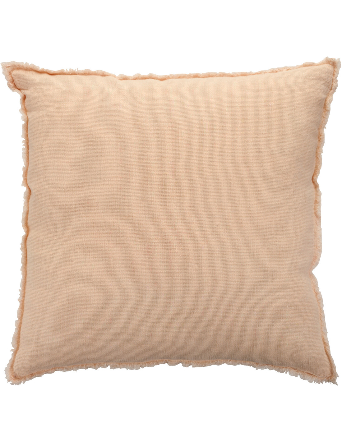 Coussin carré Nuance 45x45 en lin délavé saumon, J-Line — teinte douce printanière pour canapé