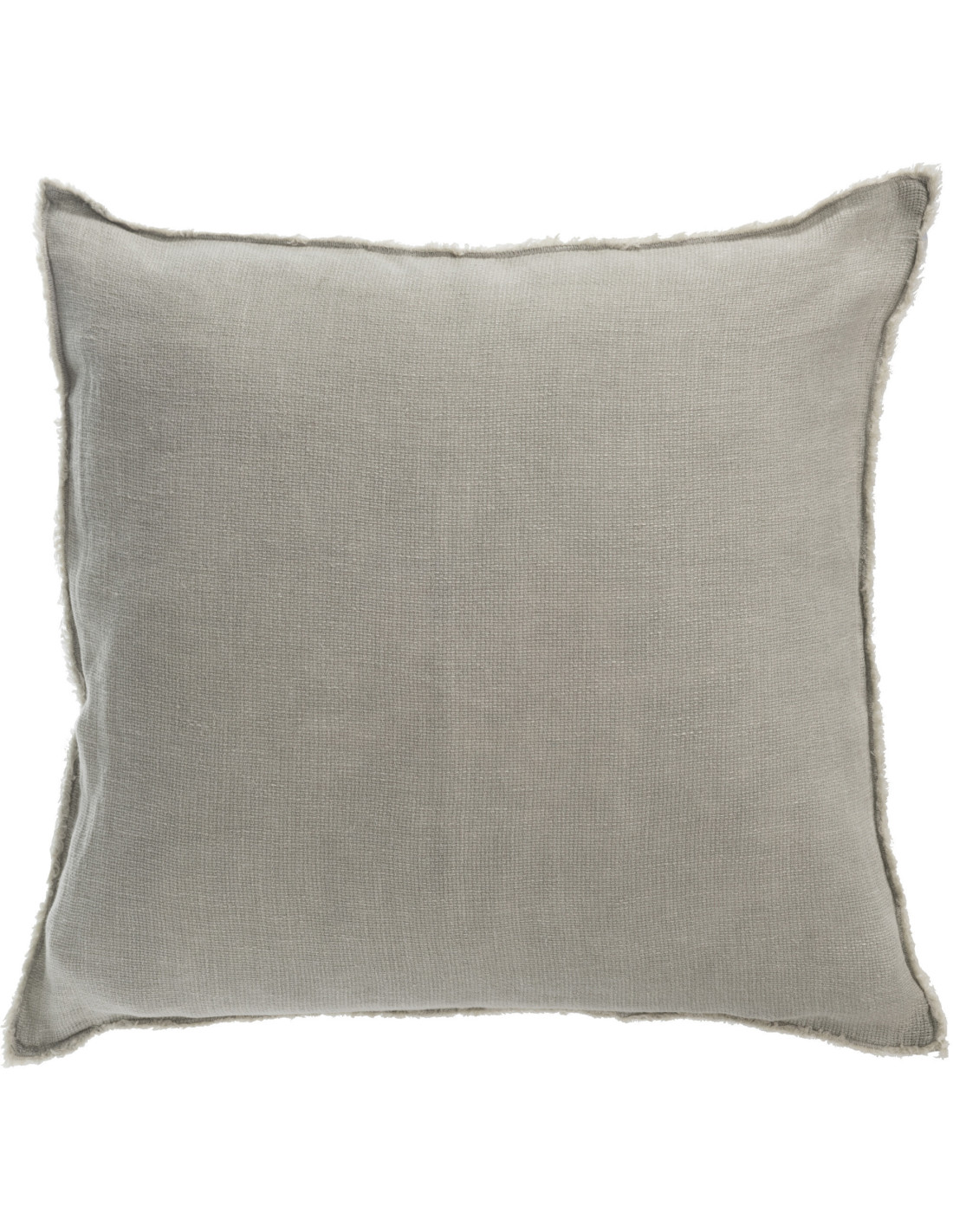 Coussin carré Nuance 45x45 en lin délavé vert, J-Line — teinte sauge printanière pour canapé et salon