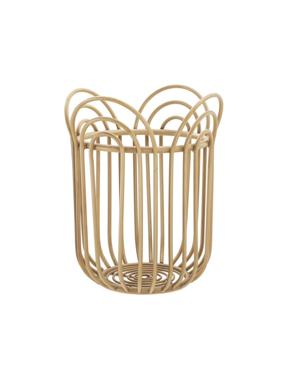 Grand Cache-pot bohème chic Rond Rotin Naturel Métal Panama