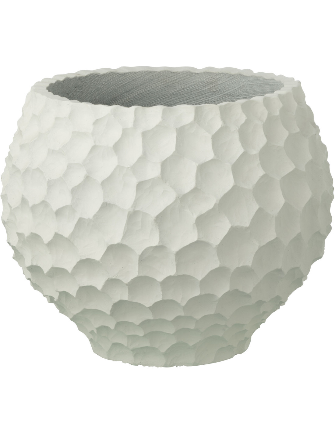 Grand Cache-pot extérieur design Rond D 39 cm Sable Ciment Blanc Stonia