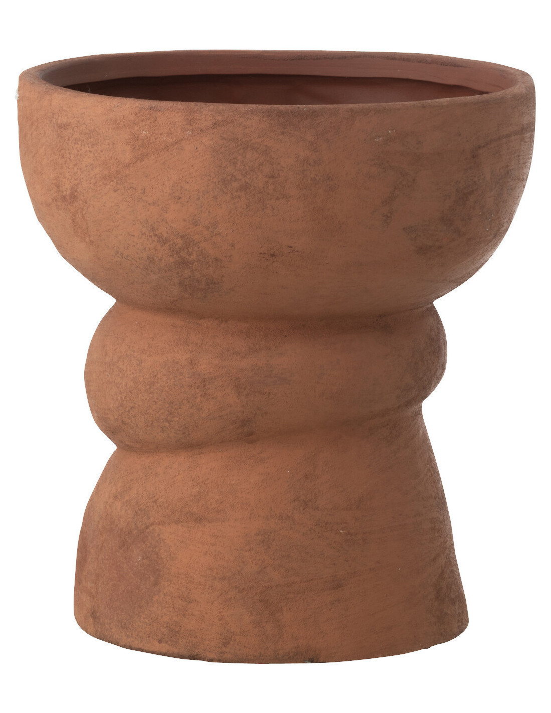 Grand Cache-pot sur pied ethnique chic Rond D 24 cm Céramique Terracotta Vieilli Terrakor