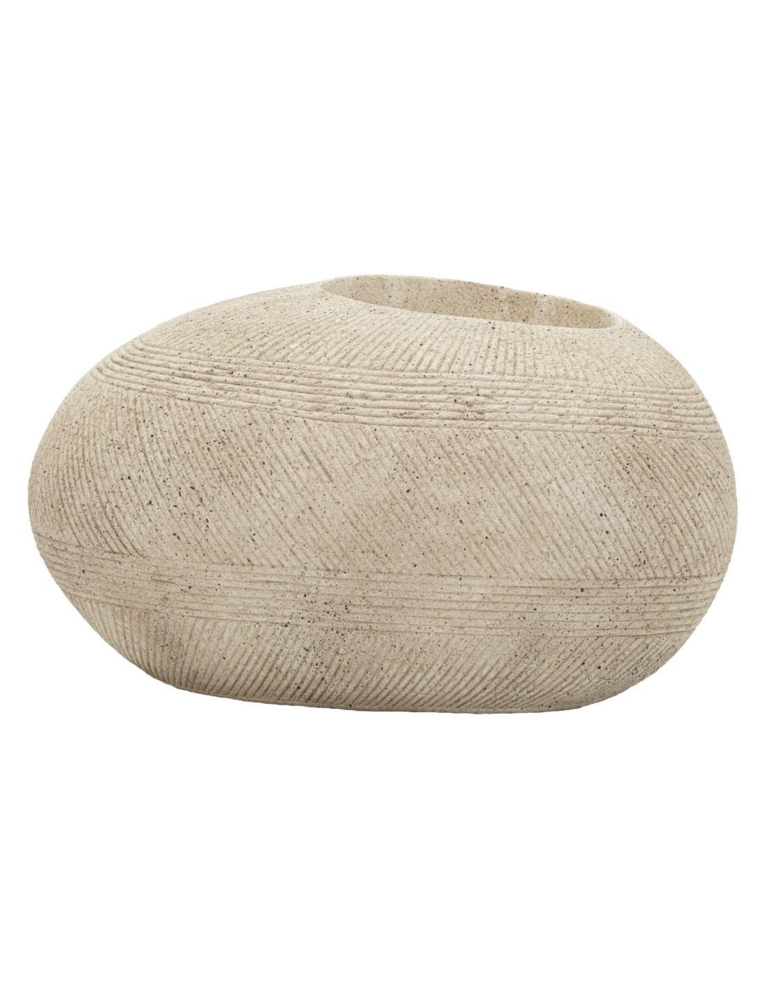 Grand Cache-pot XXL extérieur Galet 54 cm Résine Gris Stone