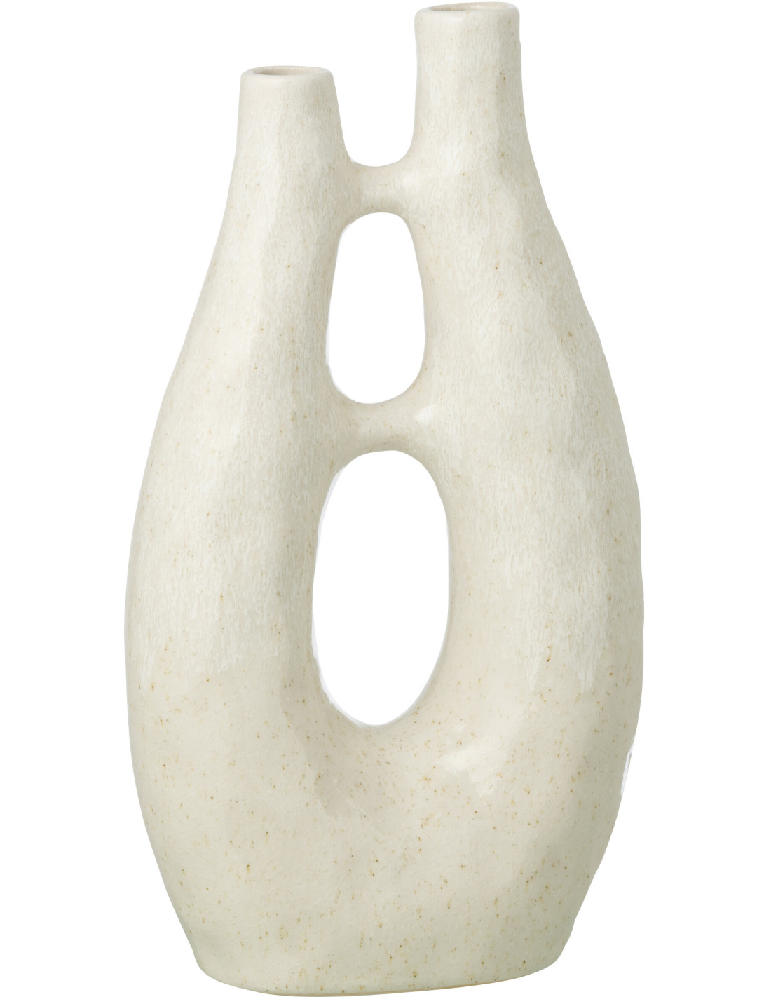 Vase original organique Jeanne en céramique blanc cassé, hauteur 20 cm, silhouette libre et irrégulière