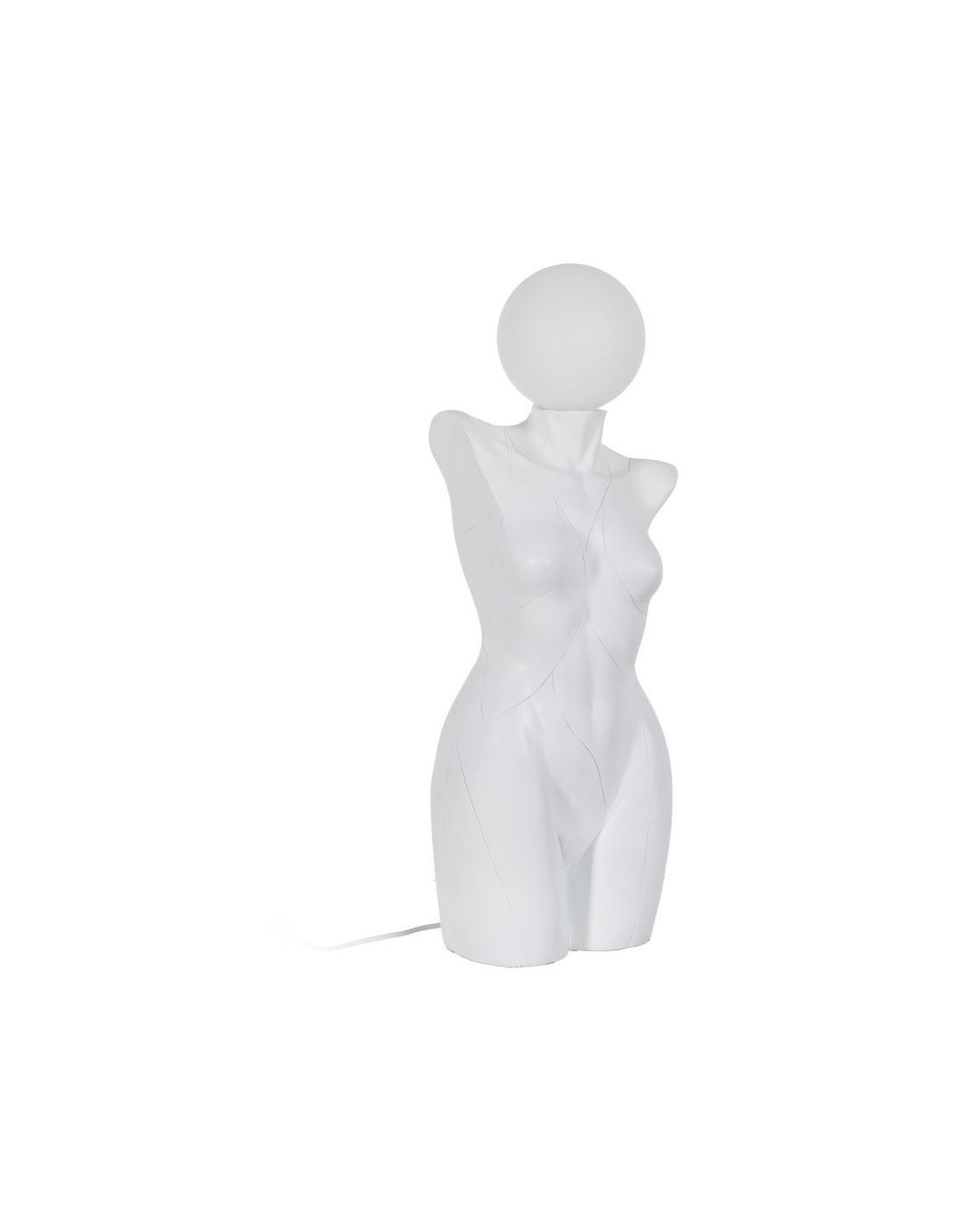 Grande lampe à poser originale Sori en résine blanche, silhouette féminine, hauteur 70 cm