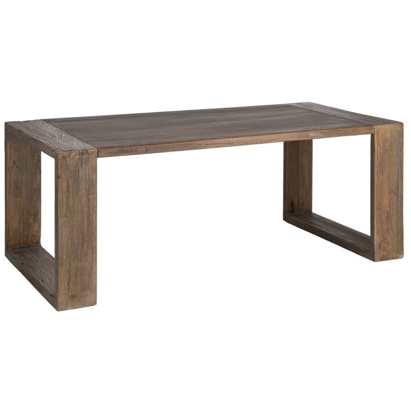 Grande Table design wabi-sabi Rectangulaire 6 personnes 220 cm Bois d'orme – Histoires Singulières