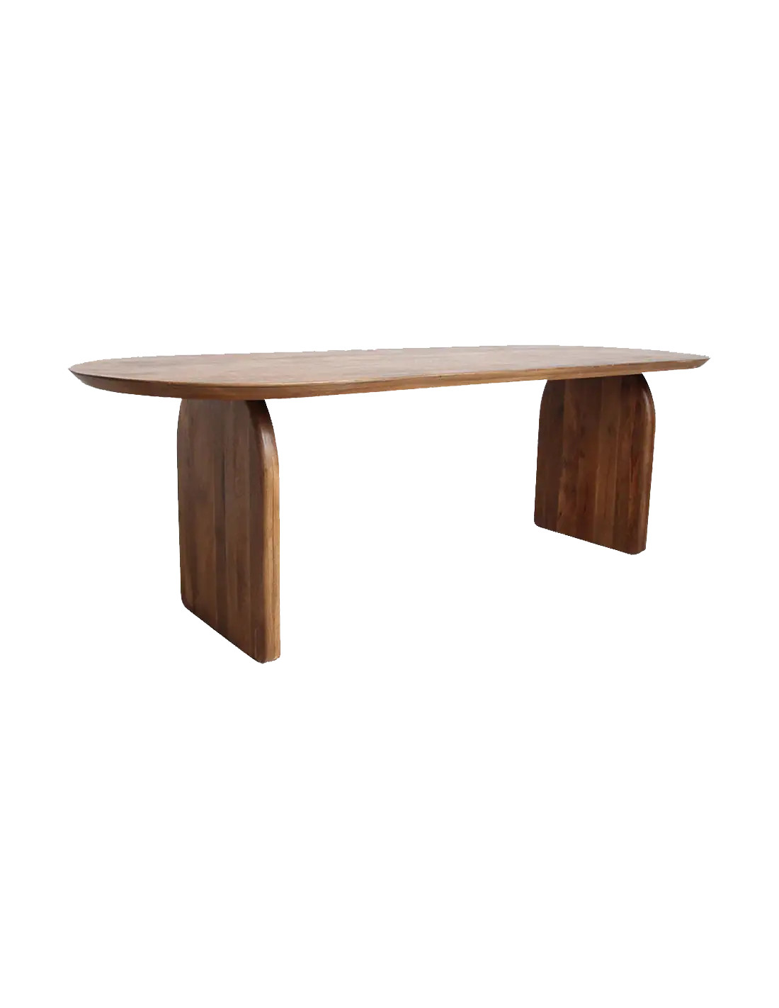 Grande Table moderne chic Ovale 10 personnes 240 cm Pieds arche fermée Bois de manguier – Histoires Singulières