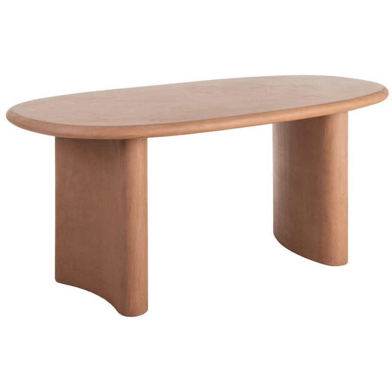 Grande Table moderne wabi-sabi Ovale 6 personnes 180 cm Bois MDF Terracotta – Histoires Singulières