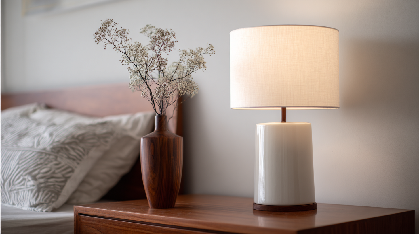 Lampe à poser sur table de nuit, bureau et console dans différentes pièces de la maison