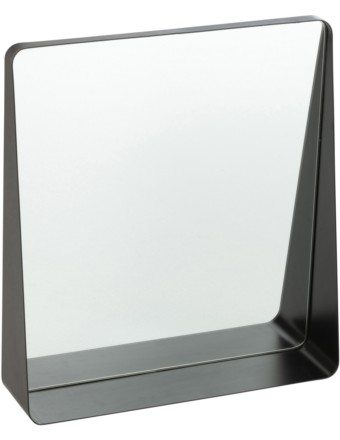 Petit miroir mural carré Saryk en métal noir, 40x40 cm, dans un intérieur contemporain épuré