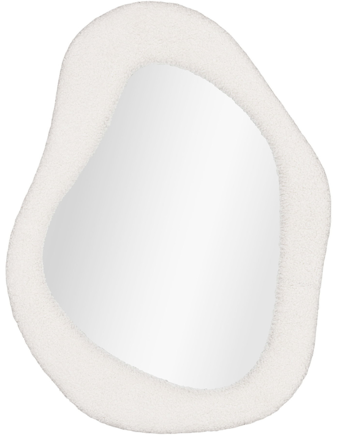 Miroir mural organique Bosa en tissu bouclette blanc, 46x61 cm, dans une chambre douce