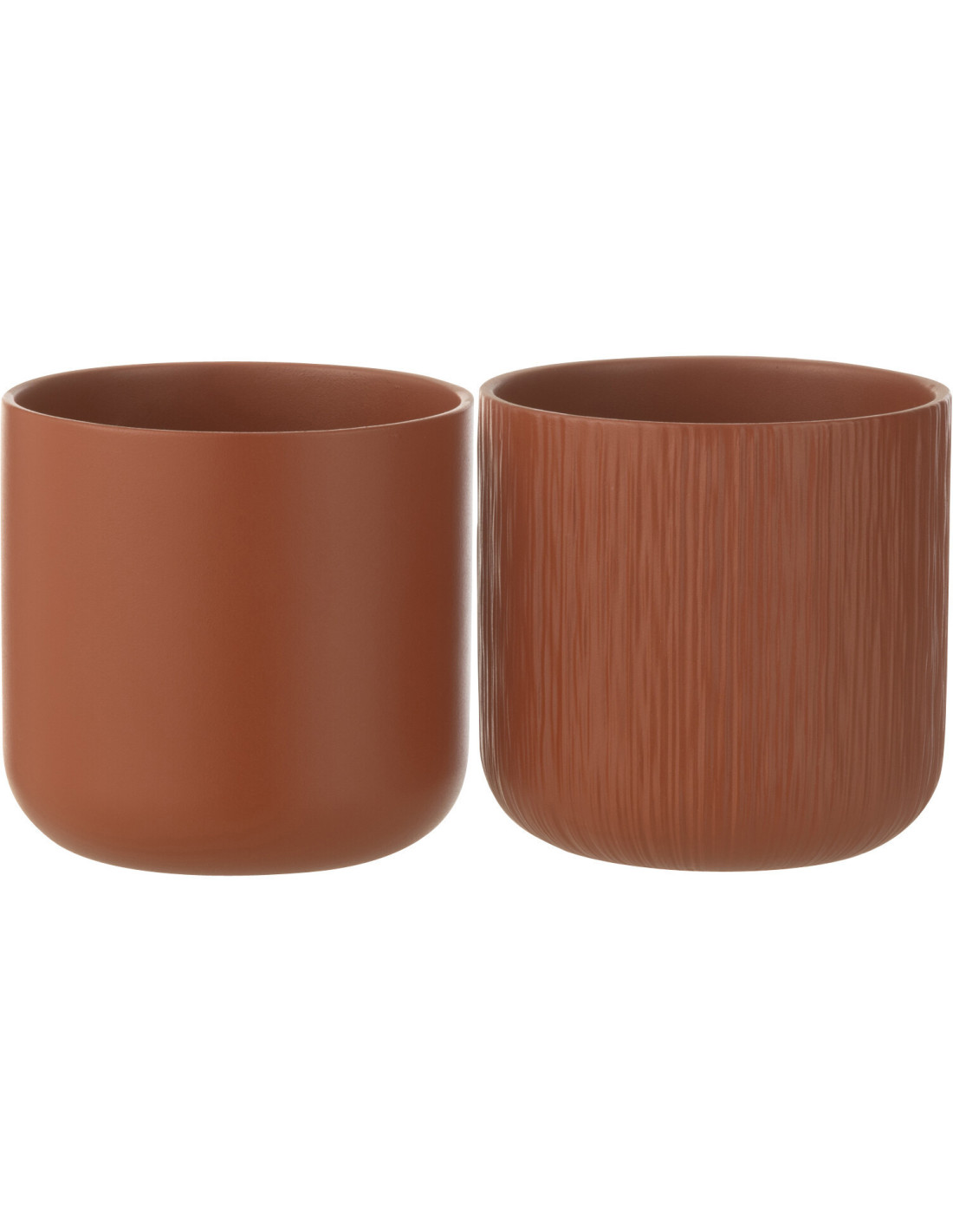 Petit cache-pot rond en céramique terracotta Gen, diamètre 15 cm, lot de 2
