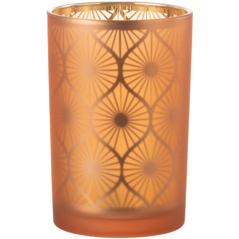 Photophore art déco Losian en verre orange, diamètre 12 cm, lumière chaude tamisée