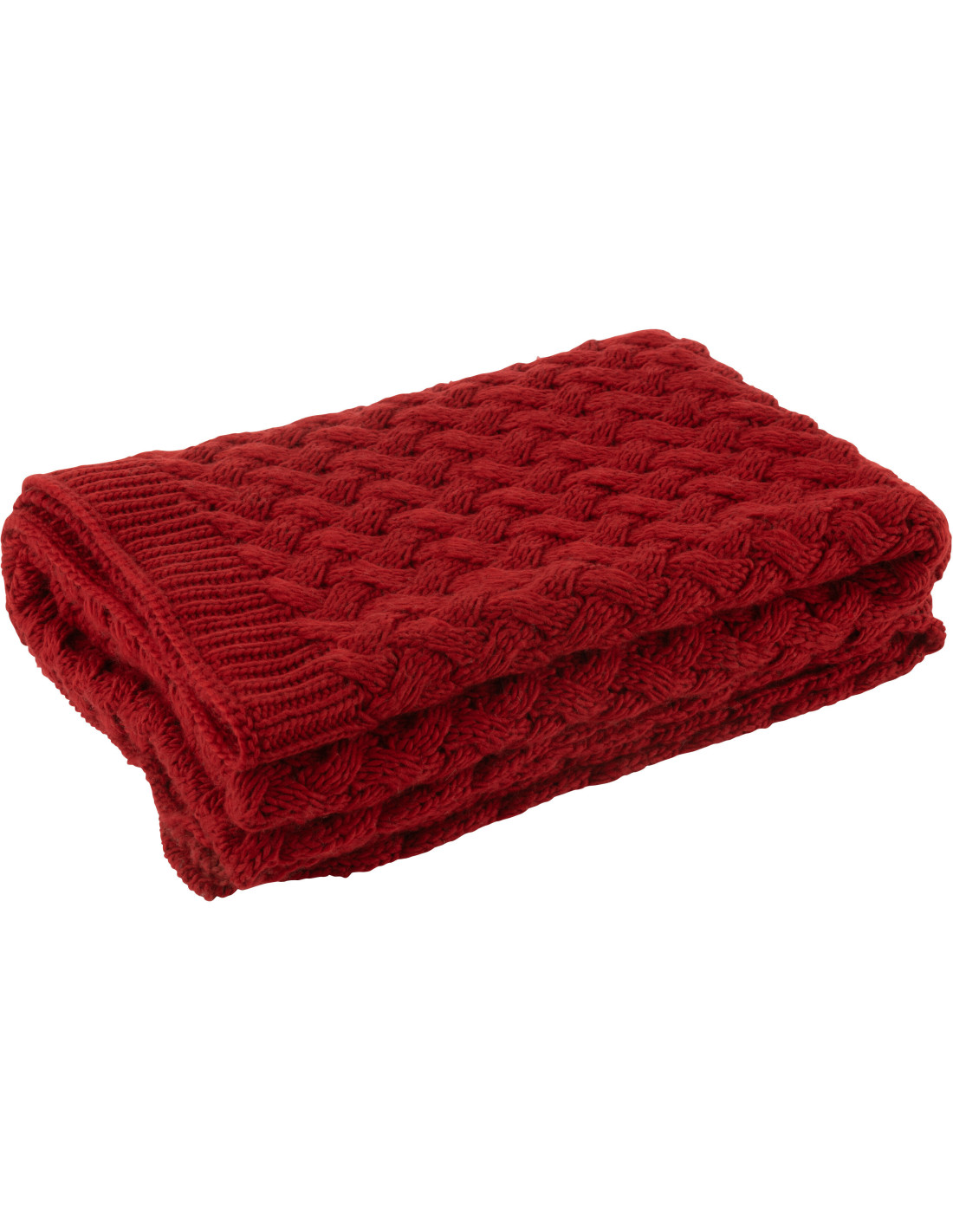 Plaid Grandma en grosse maille rouge, 130x180 cm, texture épaisse et chaleureuse
