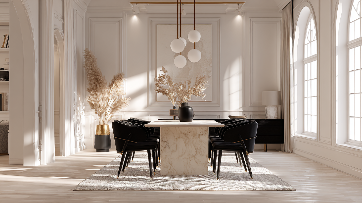 Salle à manger noir et or art déco en 2026