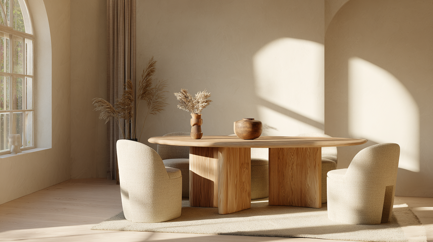 Salle à manger aux formes organiques et slow design en 2026