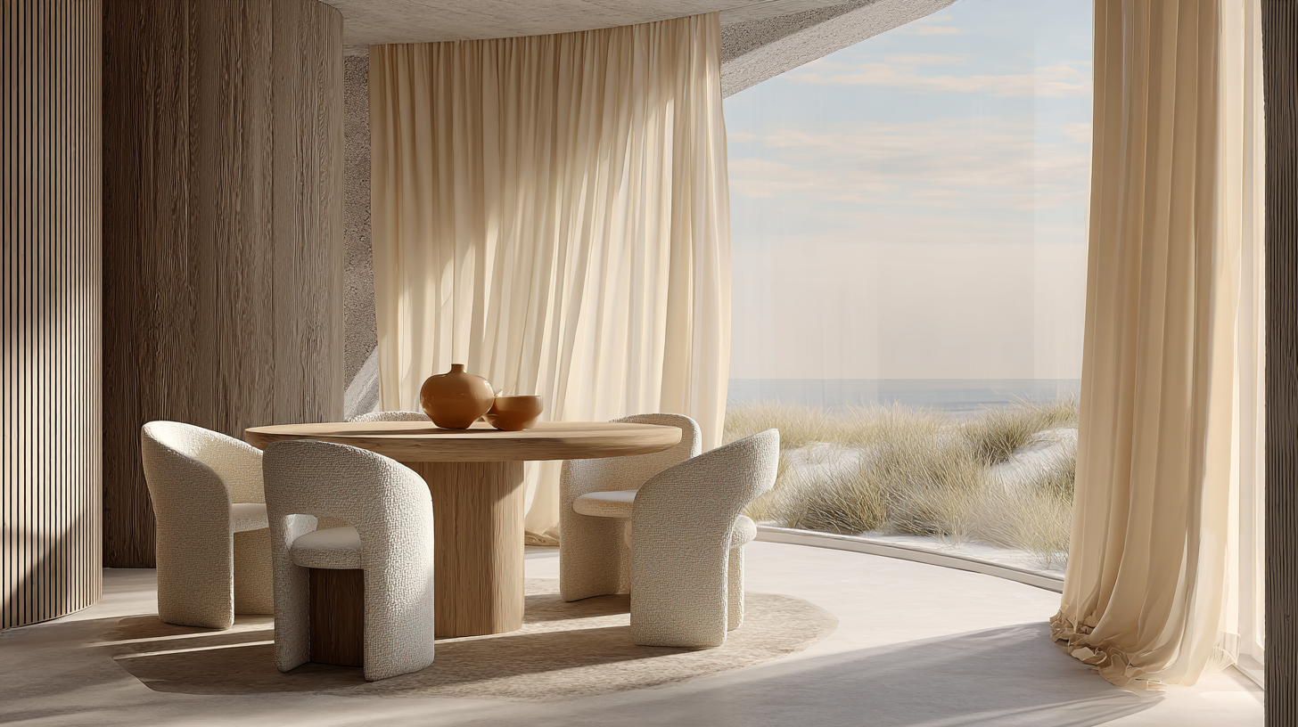 Table et mobilier aux formes organiques dans une salle à manger 2026