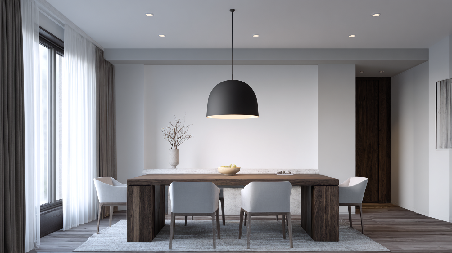 Salle à manger minimaliste moderne en bois sombre et gris en 2026