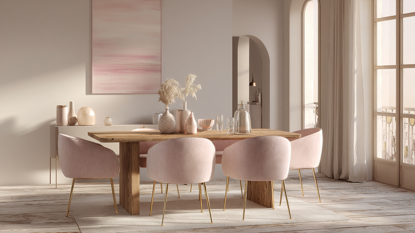 Salle à manger rose poudré élégante en 2026