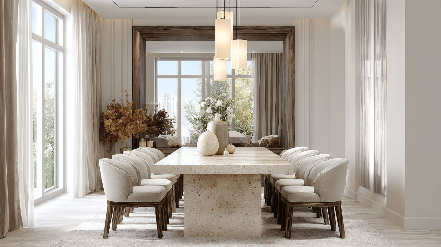 Salle à manger en travertin et pierre naturelle en 2026