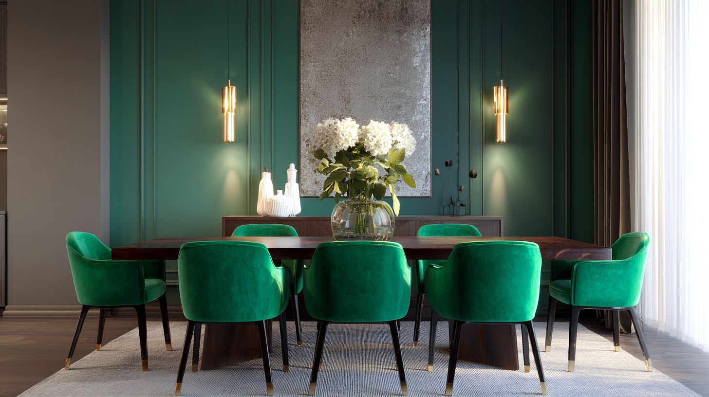 Salle à manger vert émeraude audacieuse en 2026