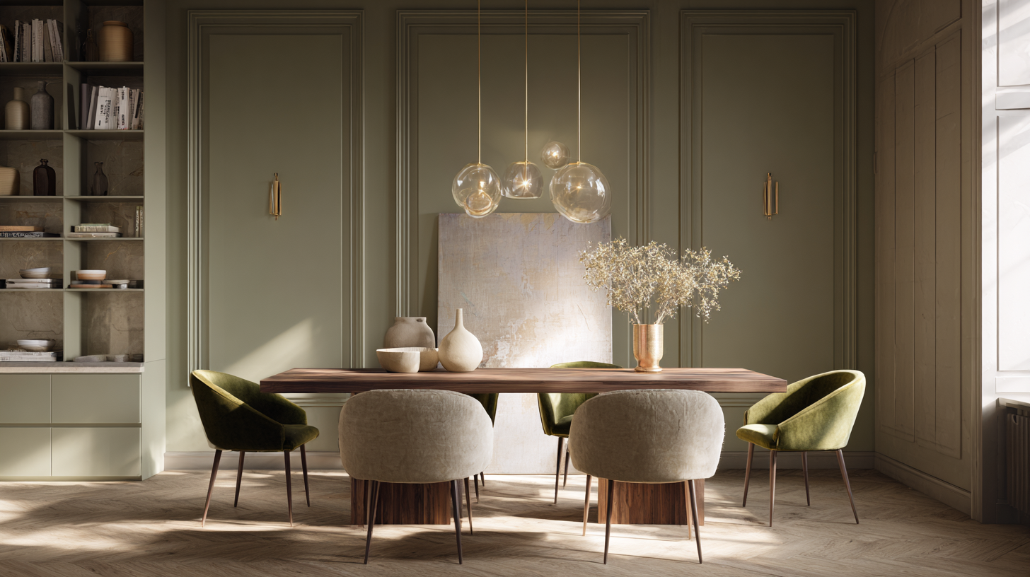 Salle à manger vert olive sophistiquée en 2026