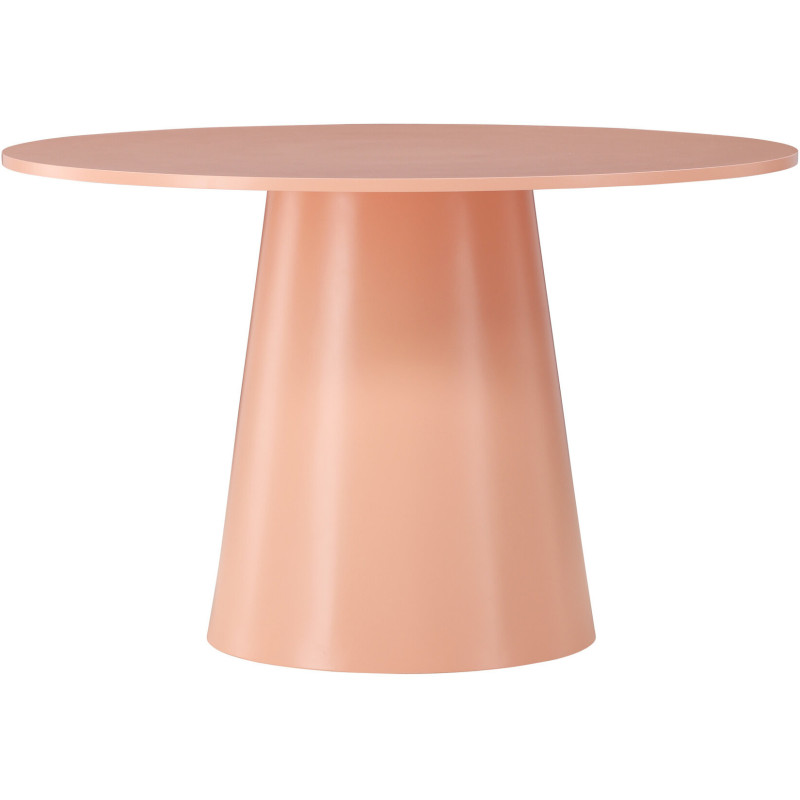 Table design Ronde 6 personnes 120 cm Bois MDF Rose pêche Laqué Lanzo – Histoires Singulières