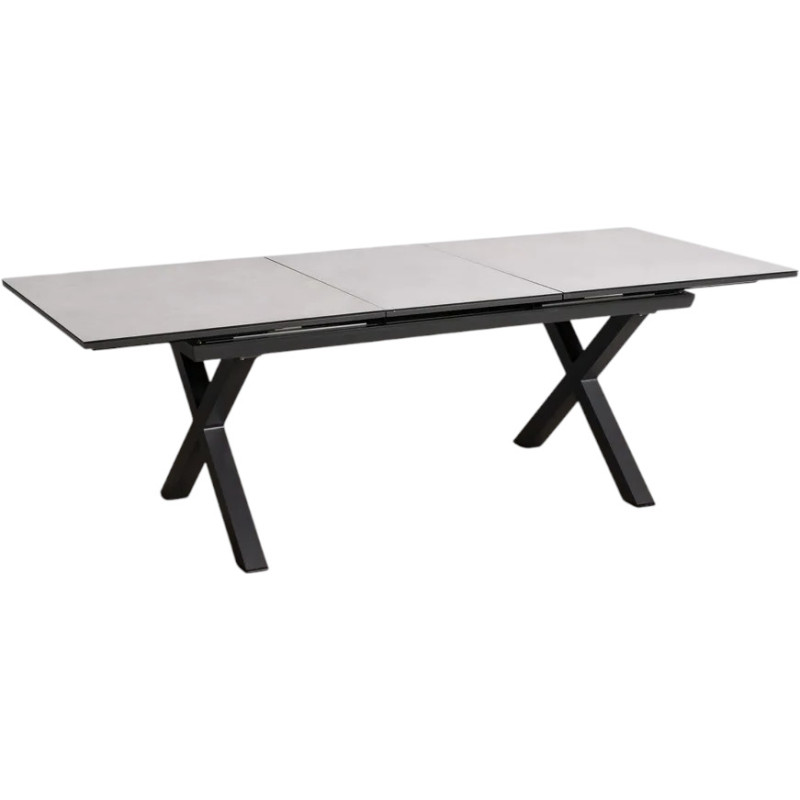 Table extensible moderne Rectangulaire 10 personnes Métal Noir Verre – Histoires Singulières