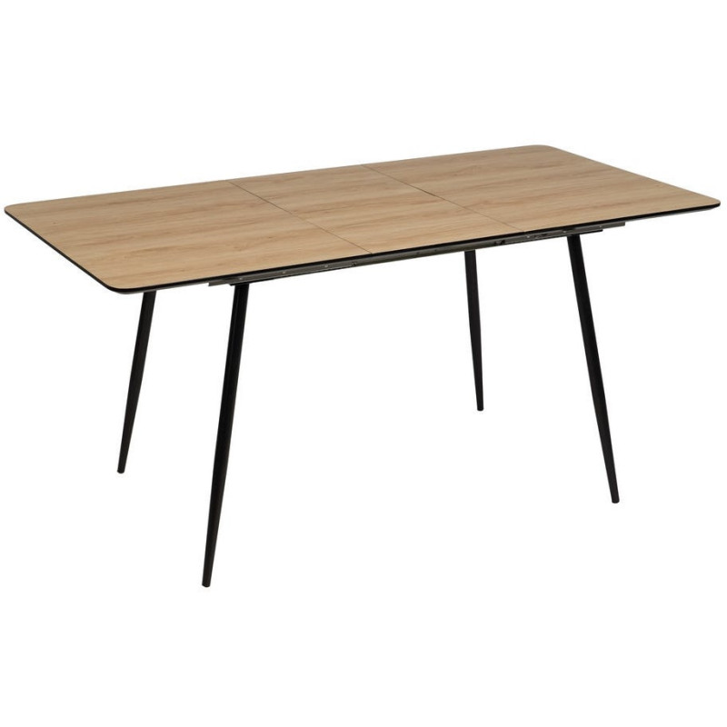 Table extensible Rectangulaire 6 personnes MDF Naturel Métal Noir Alina – Histoires Singulières
