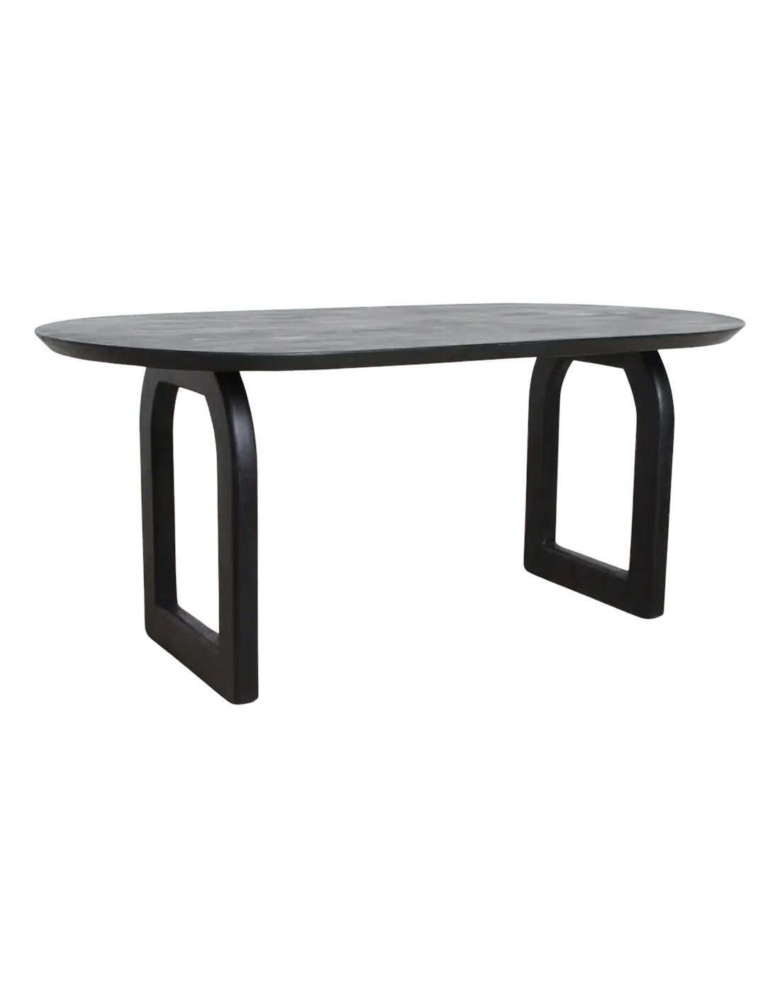 Table moderne chic Ovale 6 personnes 180 cm Pieds arche ouverte Bois de manguier – Histoires Singulières