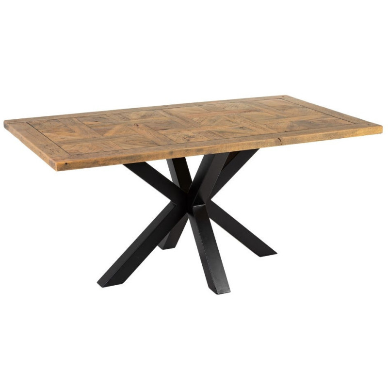 Table motif parquet Versailles Rectangulaire 6 personnes Bois de manguier – Histoires Singulières