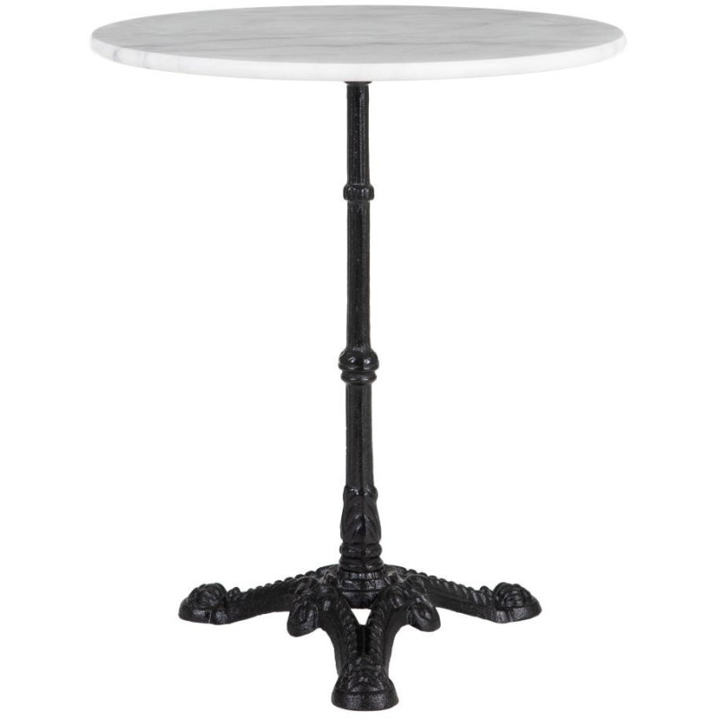 Table bistrot parisien Ronde 2 personnes Marbre Blanc Métal Noir Talia – Histoires Singulières