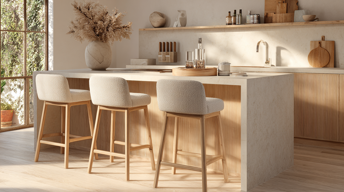 Illustration comparative des hauteurs de tabourets de bar selon différents types de comptoirs