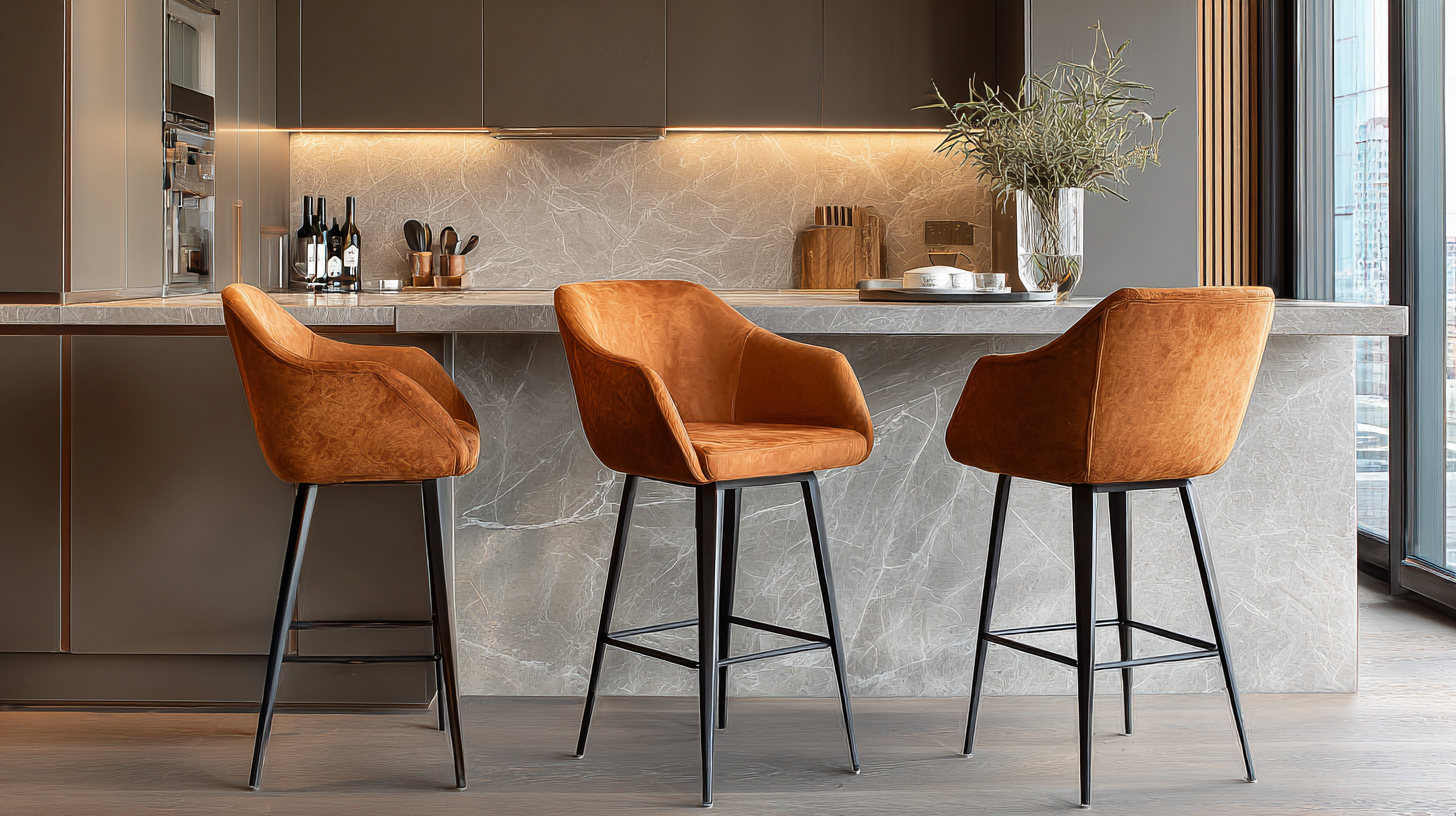 Tabouret de bar avec accoudoirs et vérification du passage sous le comptoir, cuisine 2026