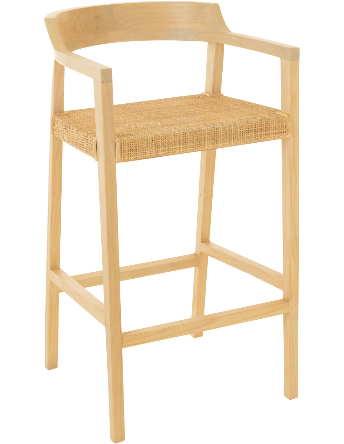 Tabouret de bar Emma avec dossier en bois de teck massif naturel – Histoires Singulières