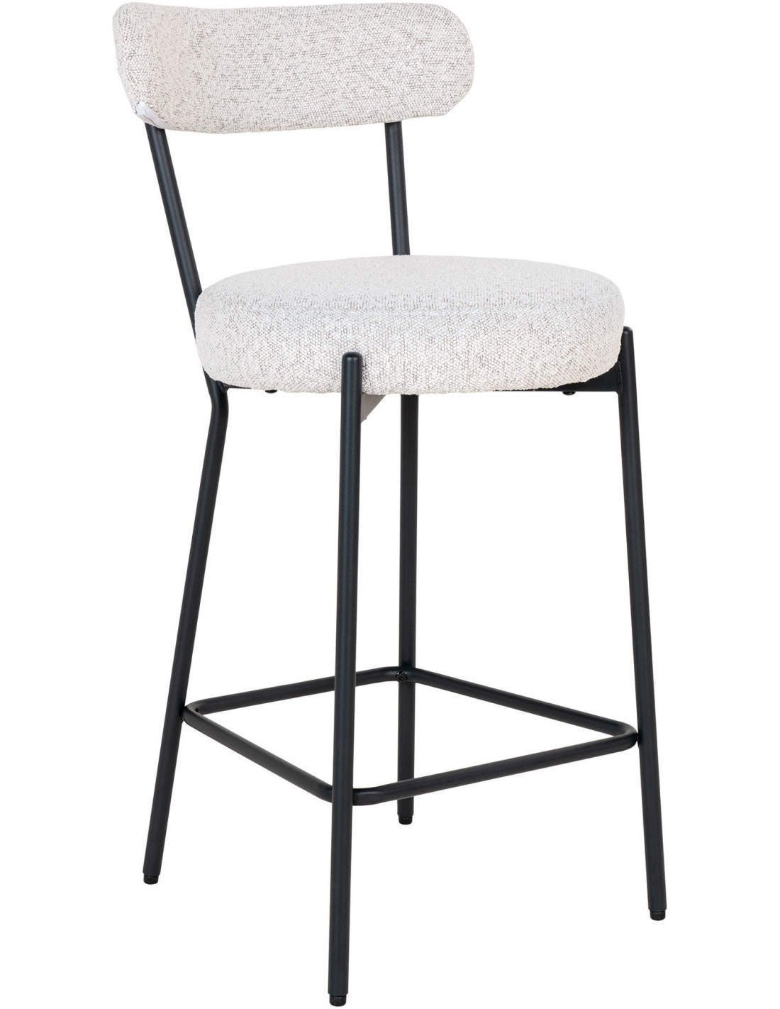 Tabouret de bar Badalona en tissu blanc bouclé structure métal noir – Histoires Singulières