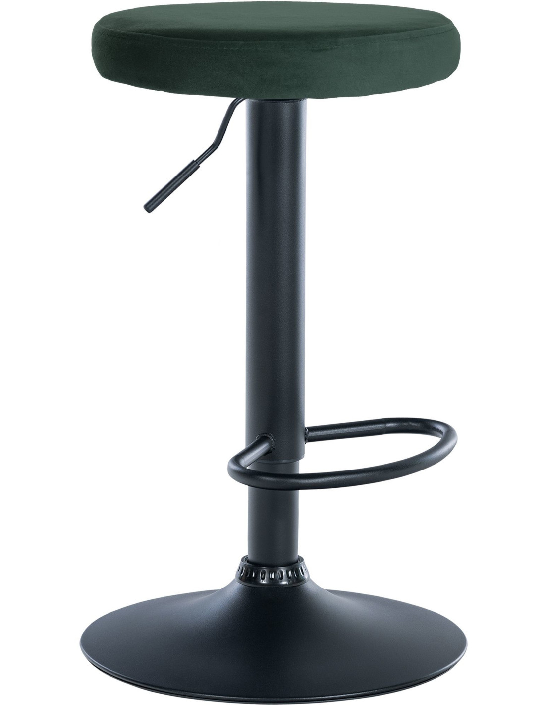 Tabouret de bar Tao design pivotant en velours vert foncé piétement métal noir mat – Histoires Singulières