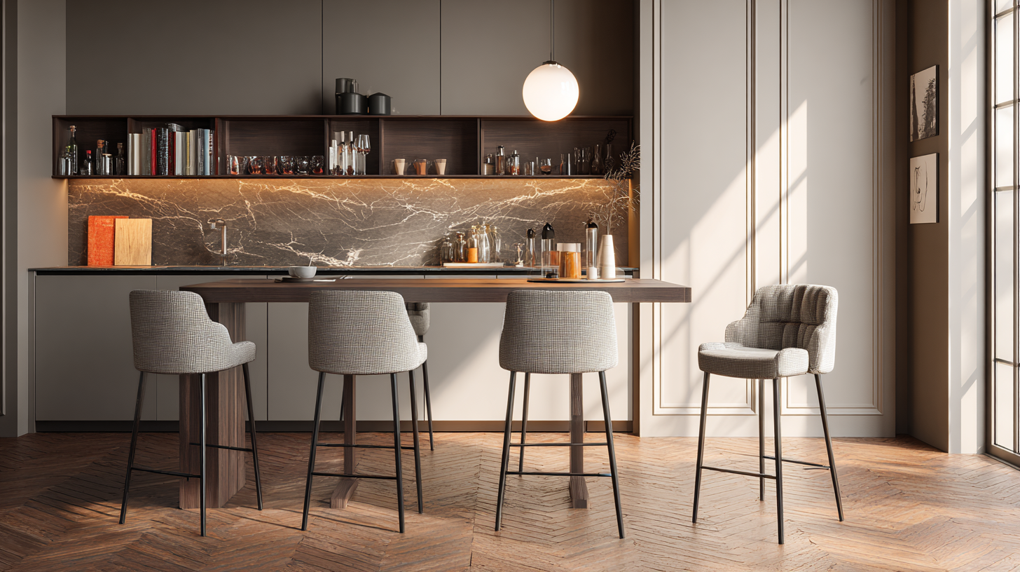 Tabouret de bar avec dossier bas, discret et élégant, cuisine 2026