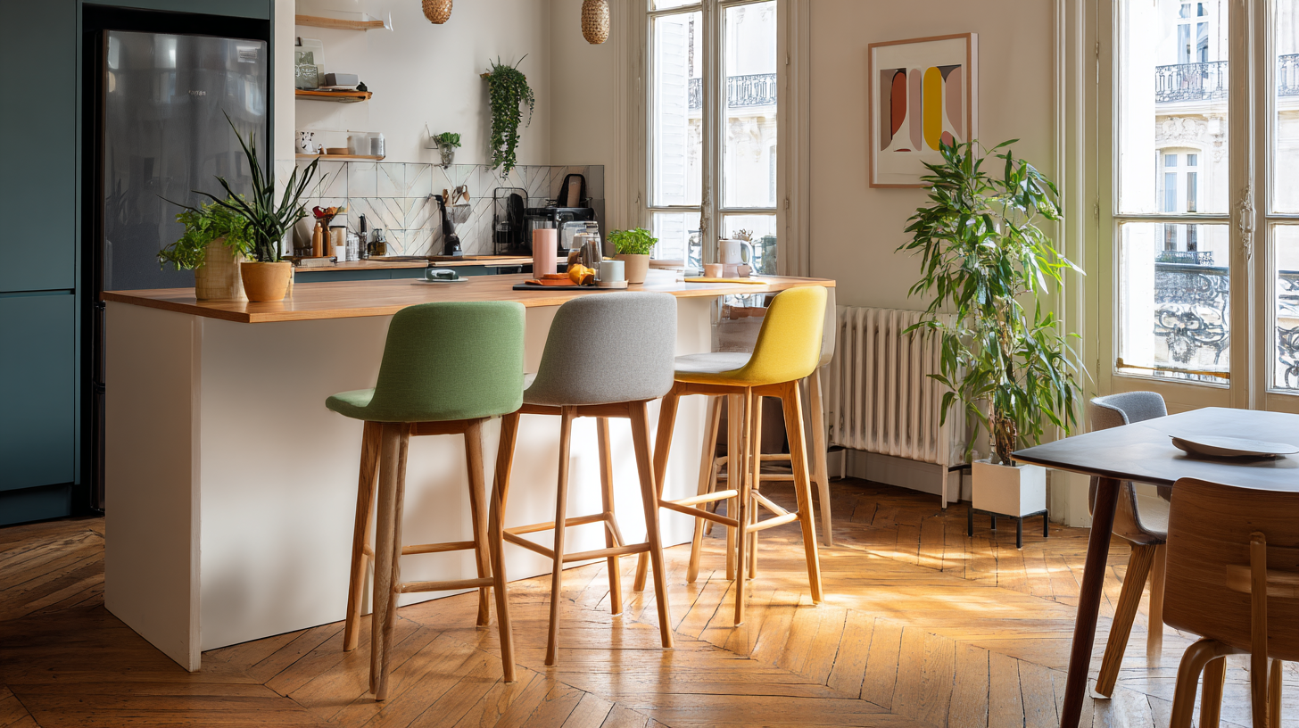 Tabouret de bar dossier mi-haut pour repas quotidiens, intérieur 2026