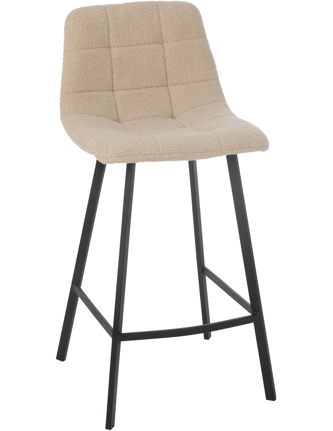 Tabouret de bar Clarck en bouclette blanc piétement métal noir – Histoires Singulières