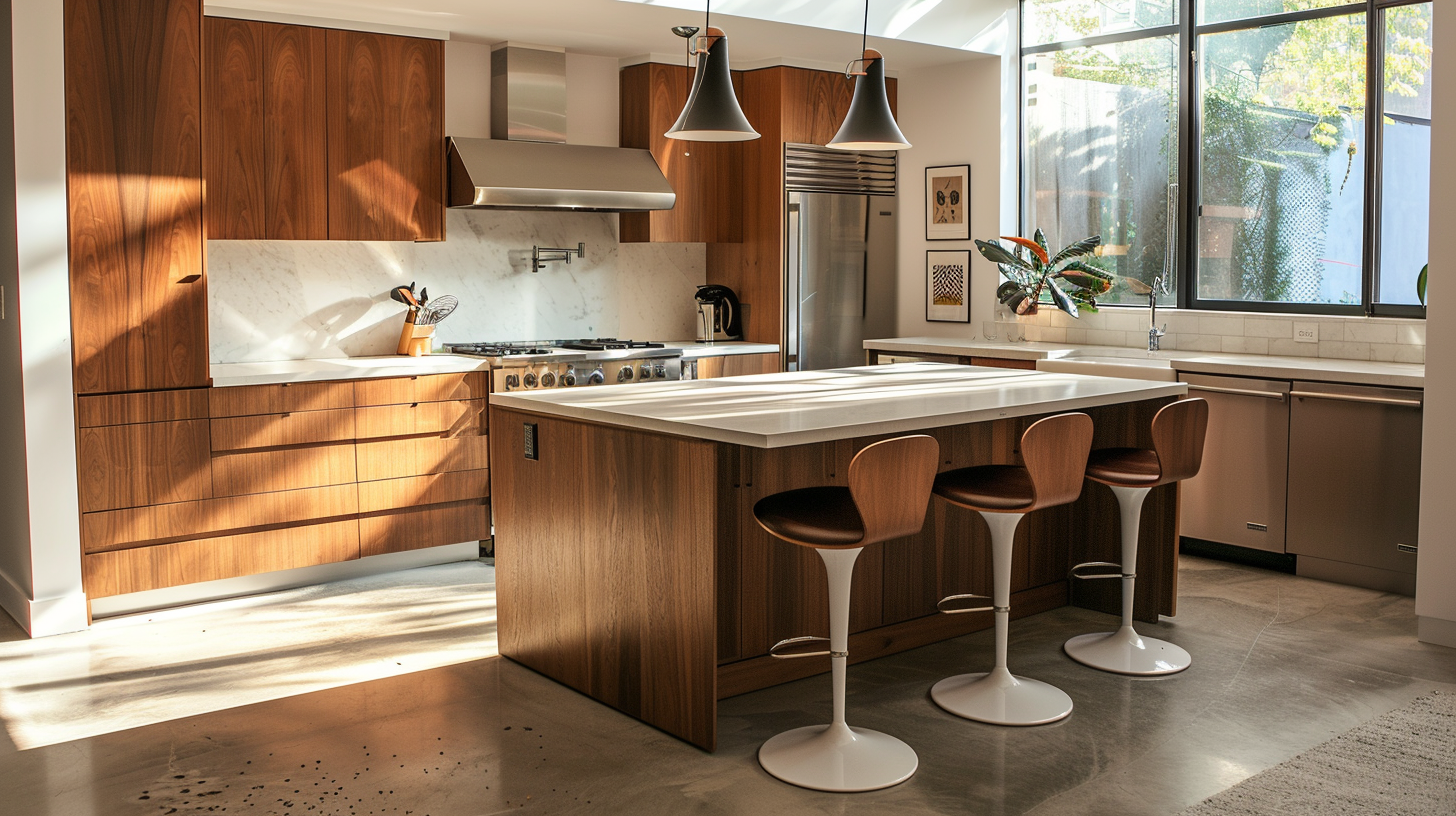 Tabouret de bar à pied central avec base large, stabilité renforcée, intérieur 2026