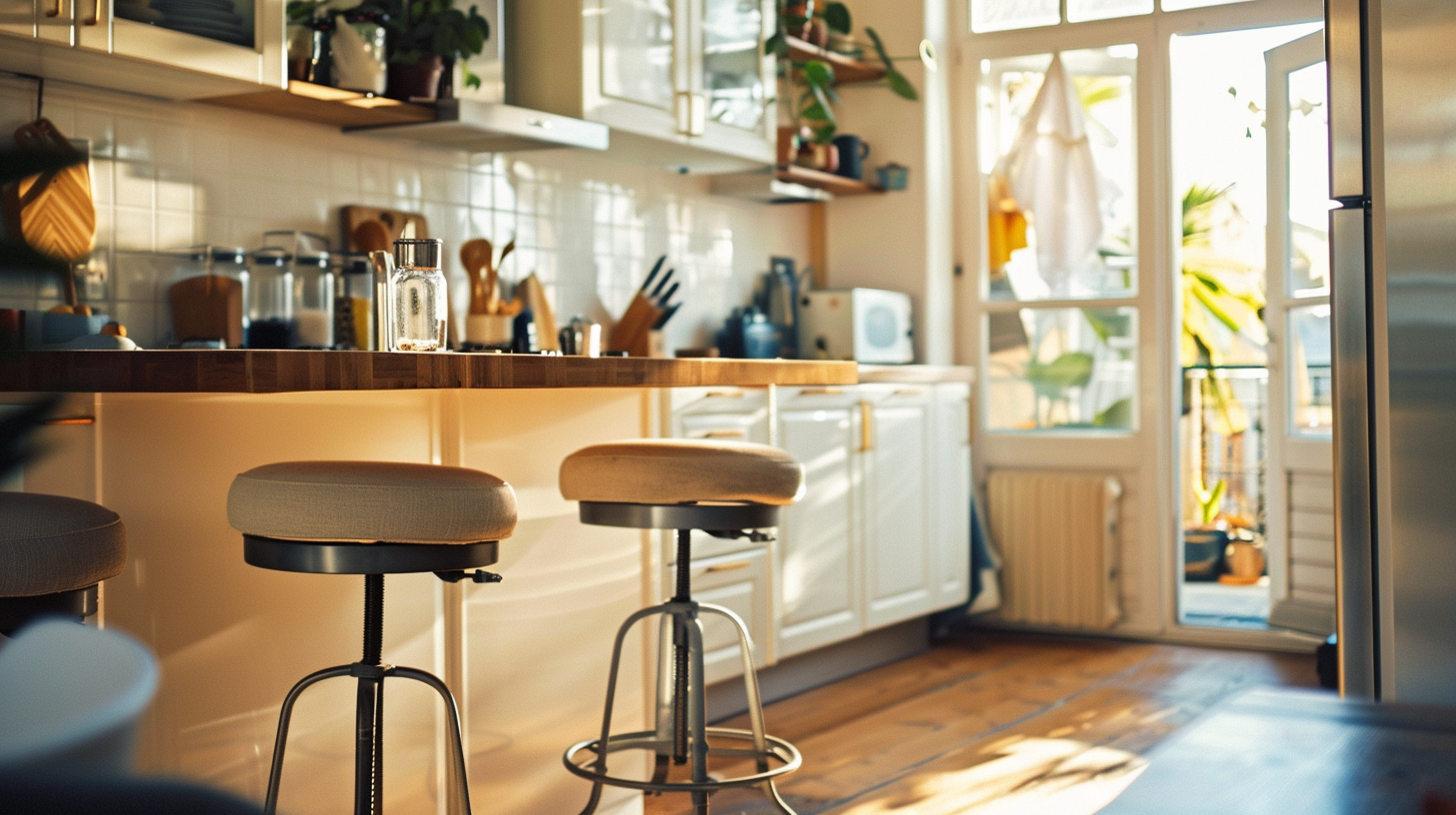 Tabouret pivotant facilitant les mouvements au comptoir, cuisine 2026