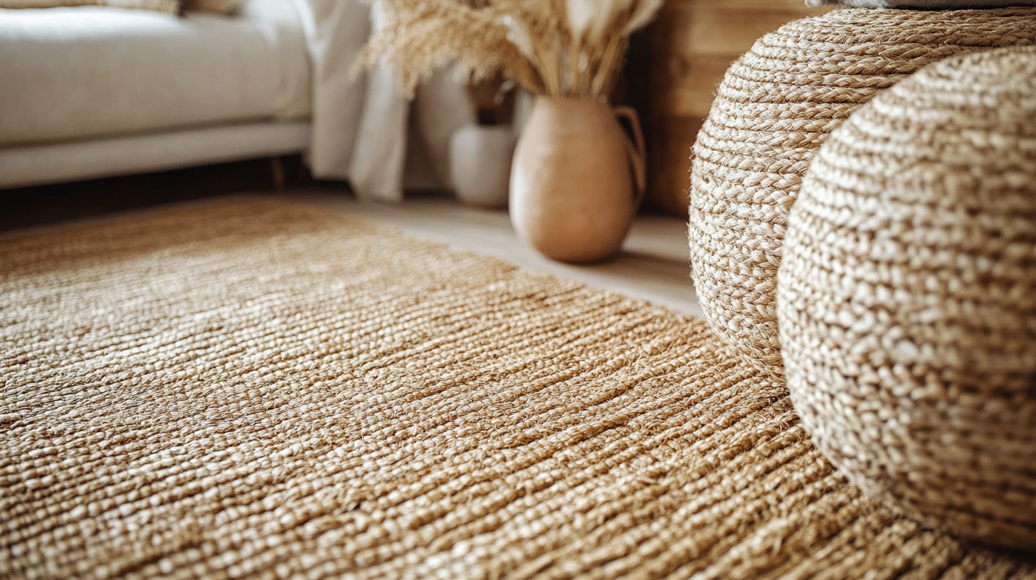 Tapis texturé en fibres naturelles pour décoration africaine