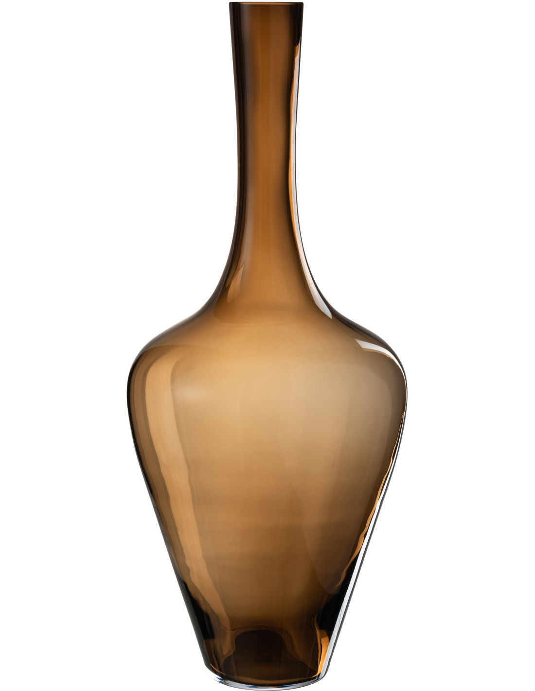 Vase amphore XXL Joni en verre ambré, hauteur 70 cm, reflets dorés et chaleureux